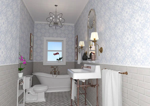 3D Rendering Vintage Bathroom — Stock Photo, Image