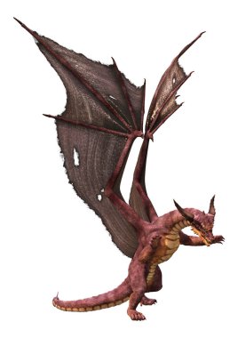 3D render masal Dragon beyaz