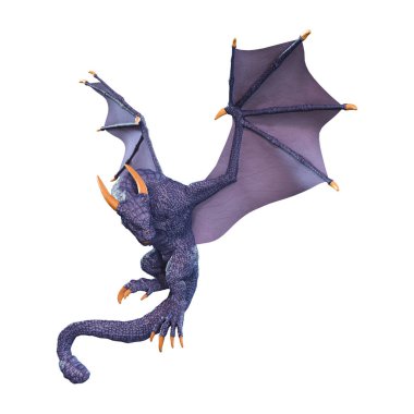3D render masal Dragon beyaz