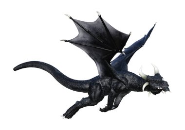 3D render masal Dragon beyaz
