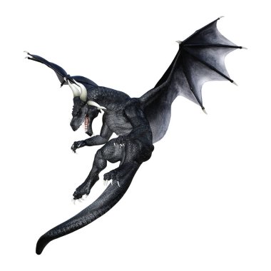 3D render masal Dragon beyaz