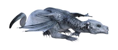 3D render masal Dragon beyaz