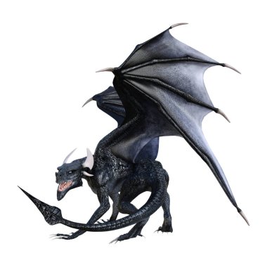 3D render masal Dragon beyaz