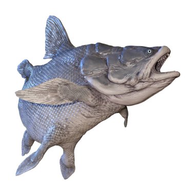 3D render Mawsonia balık beyaz