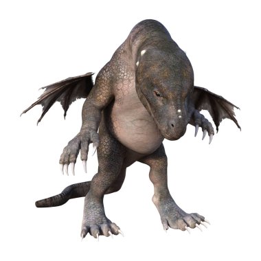 3D render masal Dragon beyaz