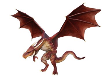 3D render masal Dragon beyaz