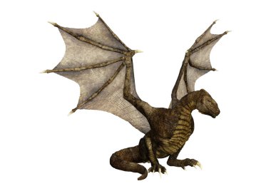 3D render masal Dragon beyaz