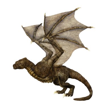 3D render masal Dragon beyaz