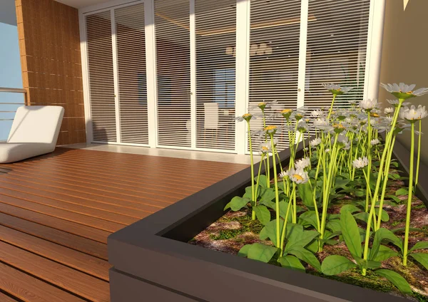 Rendu 3D Terrasse moderne — Photo