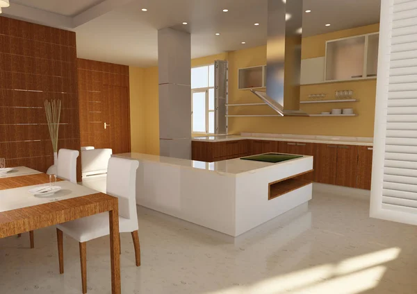 3D vykreslování moderní obývací pokoj — Stock fotografie