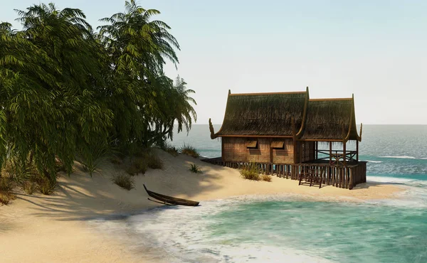 Casa ilha de renderização 3D — Fotografia de Stock