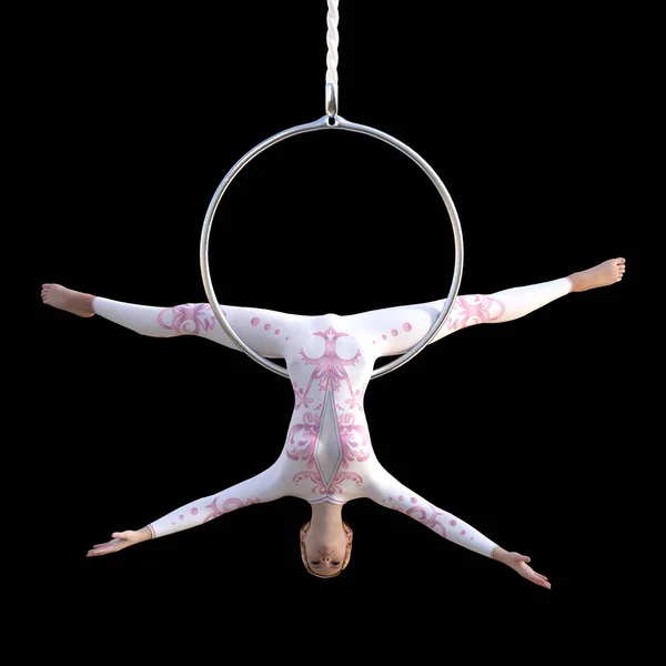 3D vykreslování cirkusového umělce na černém — Stock fotografie