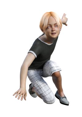 3D render genç çocuk beyaz