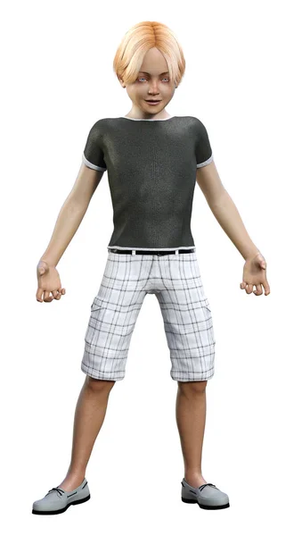 3D renderizado adolescente chico en blanco — Foto de Stock