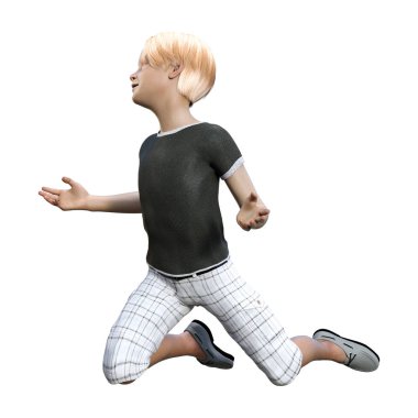 3D render genç çocuk beyaz
