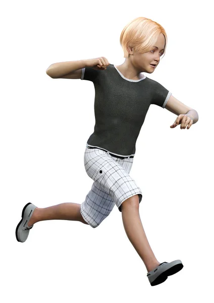3D rendering tiener jongen op wit — Stockfoto