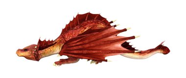 3D render masal Dragon beyaz