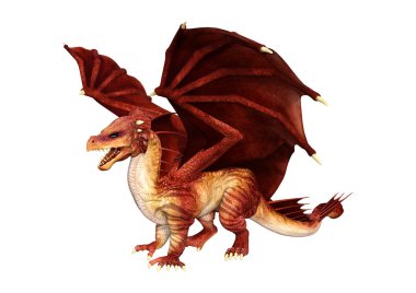 3D render masal Dragon beyaz