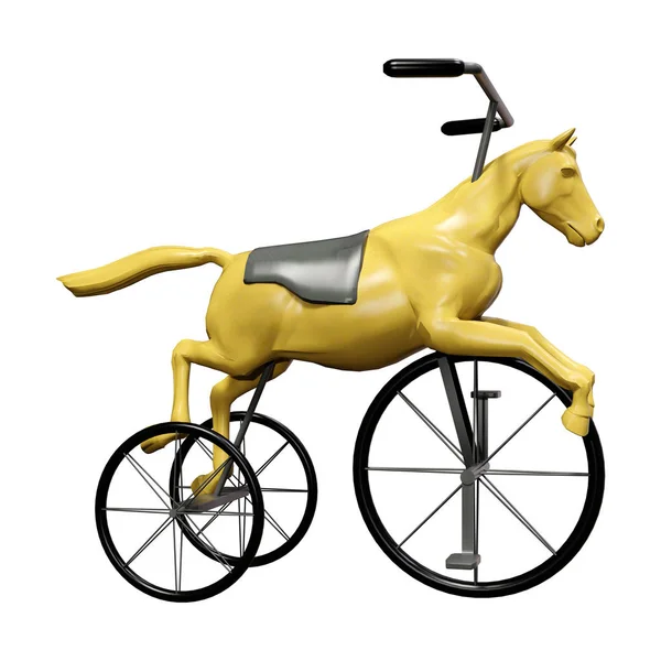 Representación 3D de la bicicleta de caballo en blanco — Foto de Stock