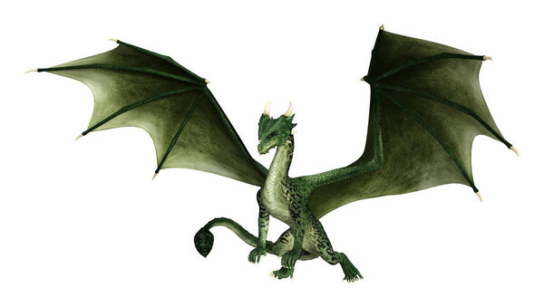 3D-рендеринг сказочного дракона на белом

