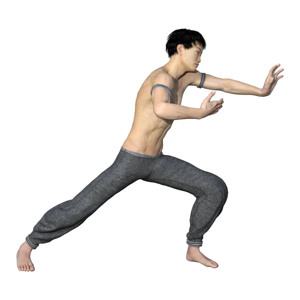 3D render Asya adam beyaz — Stok fotoğraf