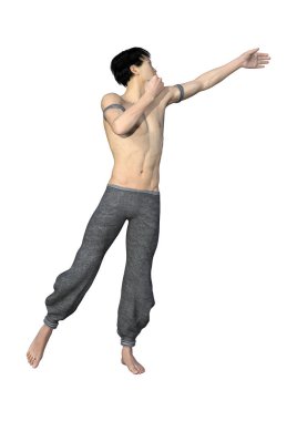 3D render Asya adam beyaz