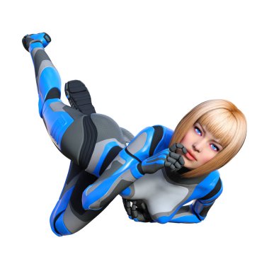 3D render kadın Robot üzerinde beyaz