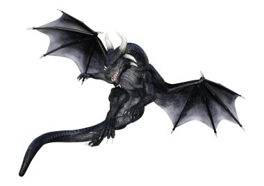 3D render masal Dragon beyaz