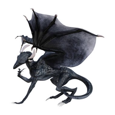 3D render masal Dragon beyaz