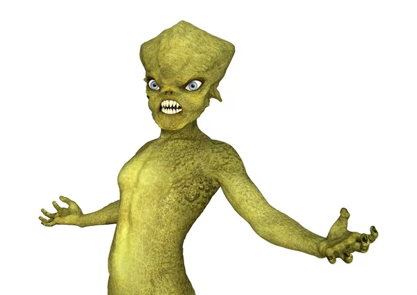 3D rendering van groene Alien op wit — Stockfoto