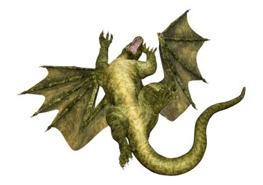 3D render masal Dragon beyaz