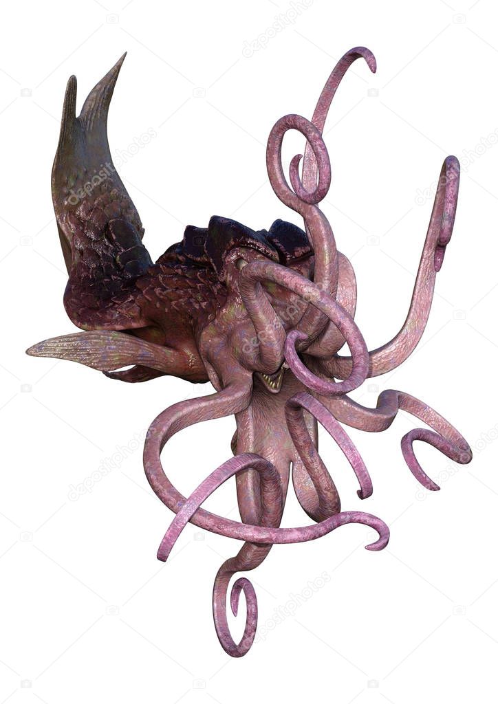 3D Rendering Octopus on White