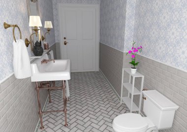 3D render Vintage banyo