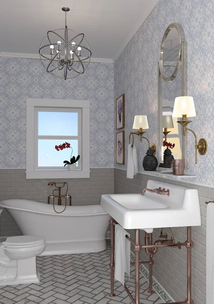3D рендеринг старовинна ванна кімната — стокове фото