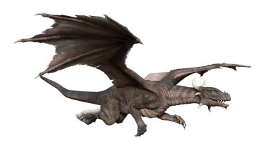 3D render masal Dragon beyaz