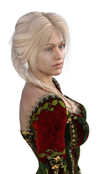 3D Rendering Fairy Tale Princess on White – stockfoto