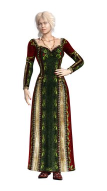 3D render peri masalı Prenses beyaz