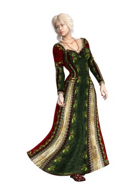 3D render peri masalı Prenses beyaz