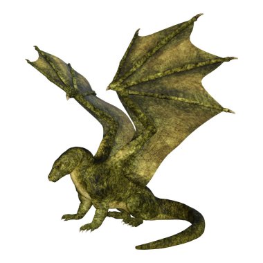 3D render masal Dragon beyaz