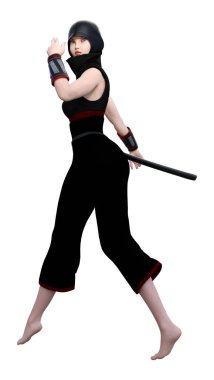 3D render erkek Ninja beyaz