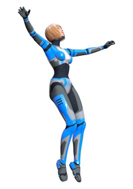 3D render kadın Robot üzerinde beyaz