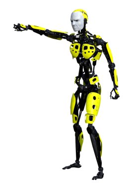 3D render erkek Robot üzerinde beyaz