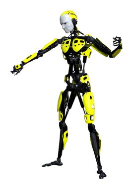 3D render erkek Robot üzerinde beyaz