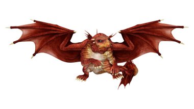 3D render masal Dragon beyaz