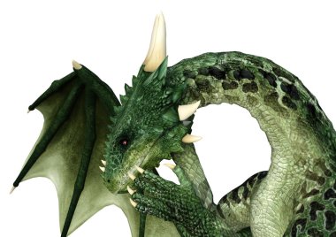 3D render masal Dragon beyaz