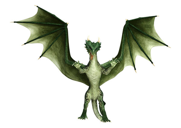 3D-рендеринг сказочного дракона на белом
