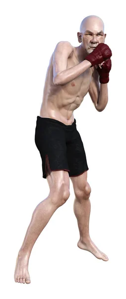 3D renderização Senior Man Boxe em Branco — Fotografia de Stock