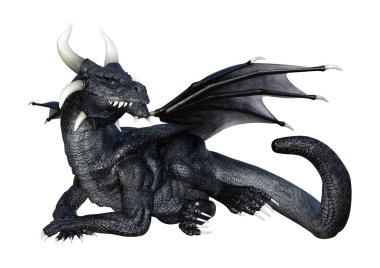 3D render masal Dragon beyaz