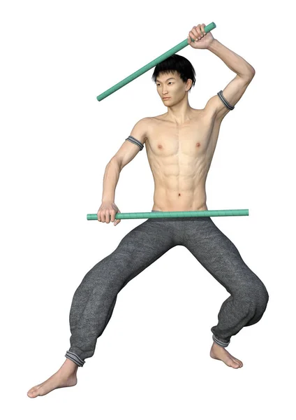 3D Rendering asiatico uomo su bianco — Foto Stock