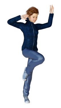 3D render genç kız beyaz